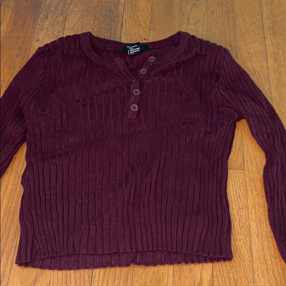 Maroon ribbed forever 21 cropped sweater